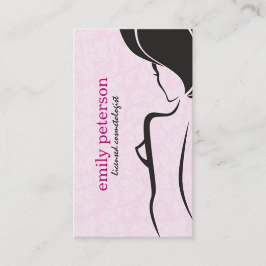 Zwart en roze schoonheid / cosmetologie ontwerp visitekaartje (Voorkant)