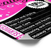 Zwart en Roze Schoonheidssalon Ontworpen voor down Poster (Hoek)