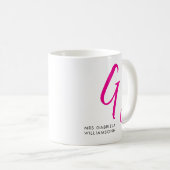 Zwart en Roze Script Monogram Mrs Wedding Koffiemok (Voorkant rechts)