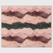 Zwart en Roze Sequins Agaat Cadeaupapier (Vlak)