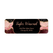 Zwart en Roze Sequins Agaat Etiket (Voorkant)