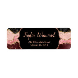 Zwart en Roze Sequins Agaat Etiket