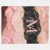 Zwart en Roze Sequins Agaat Fleece Deken (Voorkant (Horizontaal))