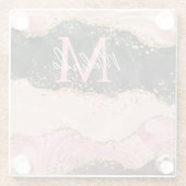 Zwart en Roze Sequins Agaat Glazen Onderzetter (Achterkant)