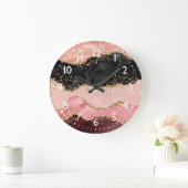 Zwart en Roze Sequins Agaat Grote Klok (Huis)