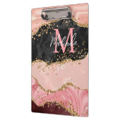 Zwart en Roze Sequins Agaat Klembord (Links)