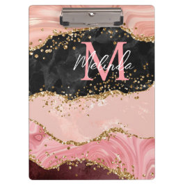 Zwart en Roze Sequins Agaat Klembord