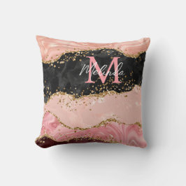 Zwart en Roze Sequins Agaat Kussen