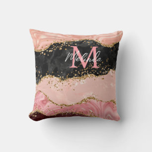 Zwart en Roze Sequins Agaat Kussen