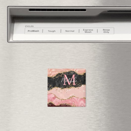 Zwart en Roze Sequins Agaat Magneet (Insitu (Vaatwasser))