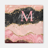 Zwart en Roze Sequins Agaat Magneet (Voorkant)