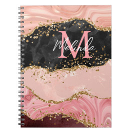 Zwart en Roze Sequins Agaat Notitieboek