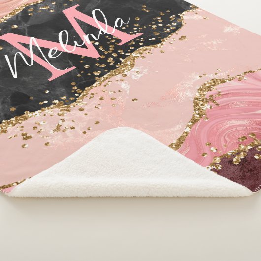 Zwart en Roze Sequins Agaat Sherpa Deken (3/4)