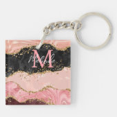 Zwart en Roze Sequins Agaat Sleutelhanger (Achterkant)