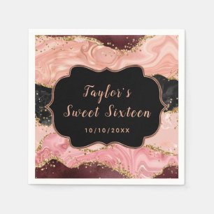 Zwart en Roze Sequins Agaat Sweet Sixteen Servet