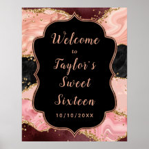Zwart en Roze Sequins Agaat Sweet Sixteen Welkom