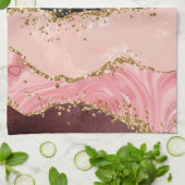 Zwart en Roze Sequins Agaat Theedoek (Gevouwen)