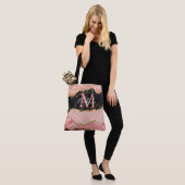 Zwart en Roze Sequins Agaat Tote Bag (Op model)
