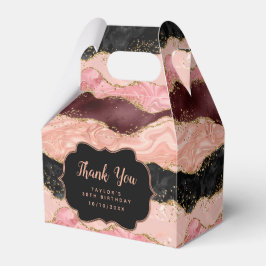 Zwart en Roze Sequins Agaat Verjaardag Dank u Bedankdoosjes