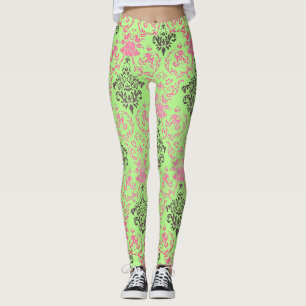 Zwart en roze sierpatroon leggings