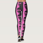 Zwart en roze Skulls patroon Leggings (Achterkant)
