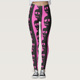 Zwart en roze Skulls patroon Leggings