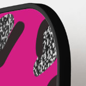 Zwart en Roze Sparkly Leopard Dierlijke Huidpatroo Pickleball Paddle (Links Detail)