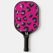 Zwart en Roze Sparkly Leopard Dierlijke Huidpatroo Pickleball Paddle (Achterkant)
