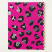 Zwart en Roze Sparkly Leopard Dierlijke Huidpatroo Planner (Achterkant)