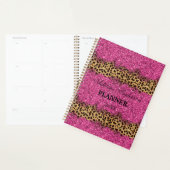 Zwart en Roze Sparkly Leopard Dierlijke Huidpatroo Planner (Display)