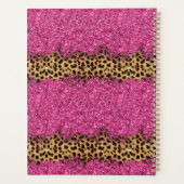 Zwart en Roze Sparkly Leopard Dierlijke Huidpatroo Planner (Achterkant)