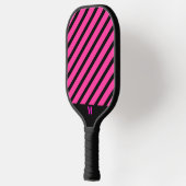 Zwart en Roze Streepjespatroon Modern Monogram Pickleball Paddle (Links)