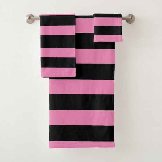 Zwart en roze strepen bad handdoek (Insitu)