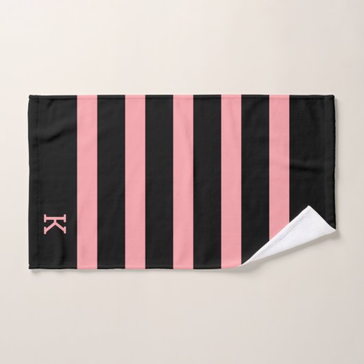 Zwart en roze strepen patroon badhanddoek set bad handdoek (Handdoek)