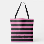 Zwart en roze strepen tote bag (Voorkant)