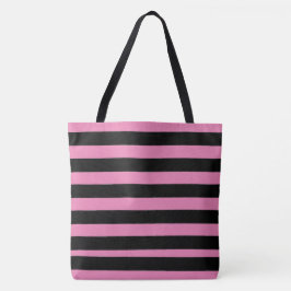 Zwart en roze strepen tote bag
