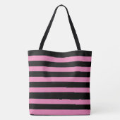 Zwart en roze strepen tote bag (Achterkant)
