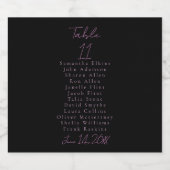 Zwart en Roze Tafelnummer Bruiloft Sparkling Wijnetiket (Enkel label)