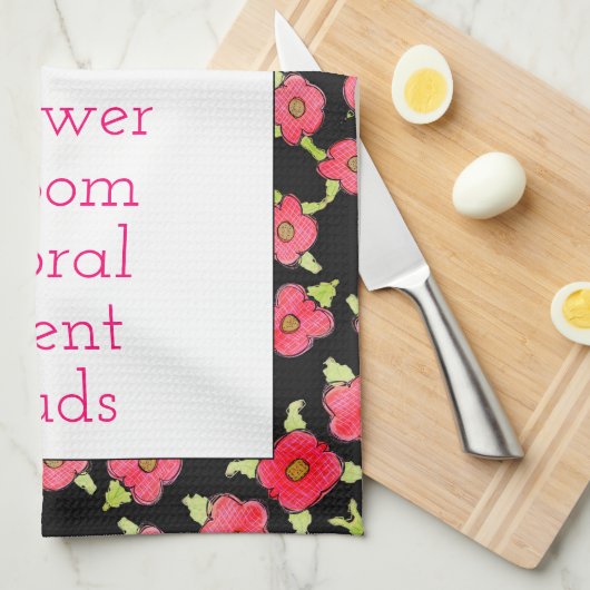 Zwart en Roze Theedoek (Quarter Fold)