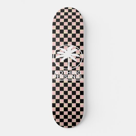 Zwart en roze verloop geruit persoonlijk skateboard (Voorkant)