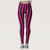 Zwart en roze verticale streeppatroon leggings (Voorkant)