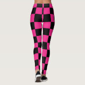 Zwart en Roze Vierkanten Patroon Leggings (Achterkant)