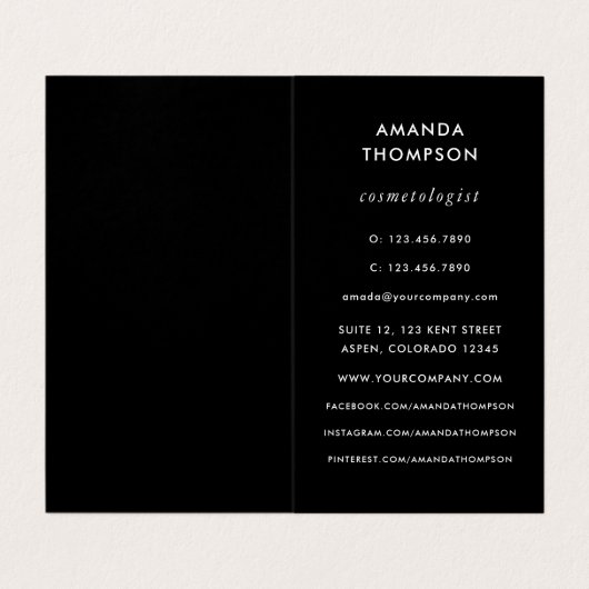 Zwart en roze Visitekaartje (Binnenkant ongevouwen)