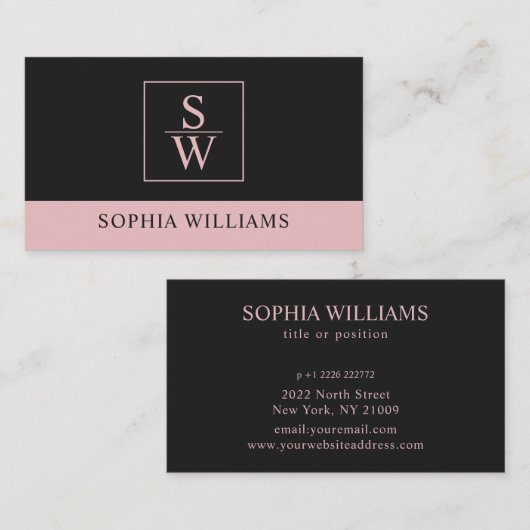 Zwart en roze visitekaartje (Voorkant / Achterkant)