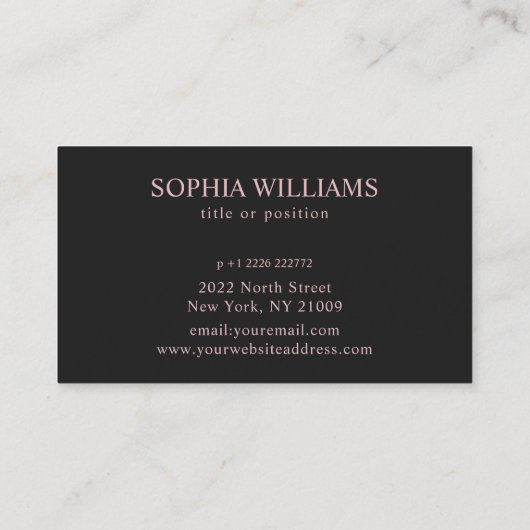 Zwart en roze visitekaartje (Achterkant)