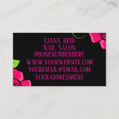 Zwart en roze visitekaartje met bloemen (Achterkant)