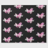 Zwart en Roze Vlinder Oh Baby Meisje Cadeaupapier (Vlak)