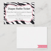 Zwart en Roze Zebra Luier Raffle Ticket Informatiekaartje (Voorkant / Achterkant)