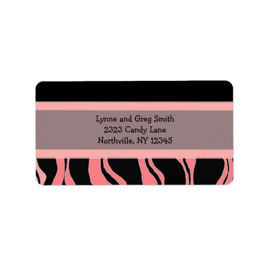 Zwart en roze zebra patroon etiket (Voorkant)