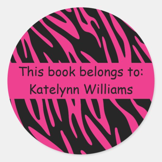 Zwart en Roze Zebra Stripe Sticker (Voorkant)
